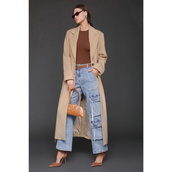 AVEC LES FILLES STRONG SHOULDER HOURGLASS MAXI COAT - Picture 1 of 5